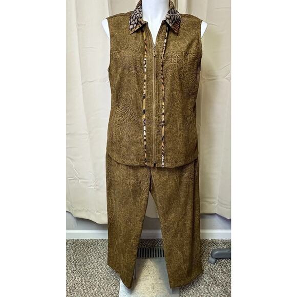 VTG 90s NANCY BOLEN City Girls Brown Faux Suede Western 2 pc. Set - Plus Size 18 - Picture 2 of 16